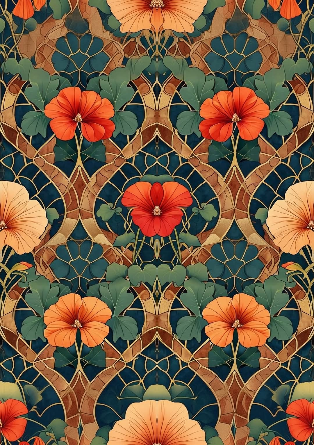 Mint Decoupage Paper - "Stained Glass Blossoms"