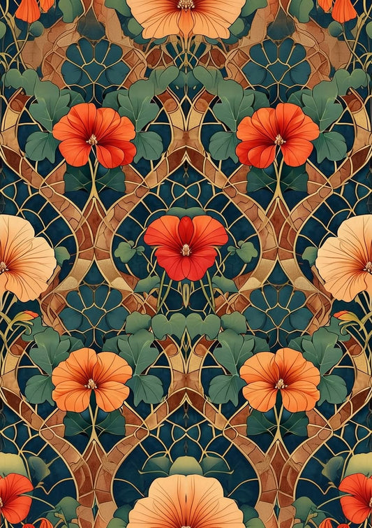 Mint Decoupage Paper - "Stained Glass Blossoms"