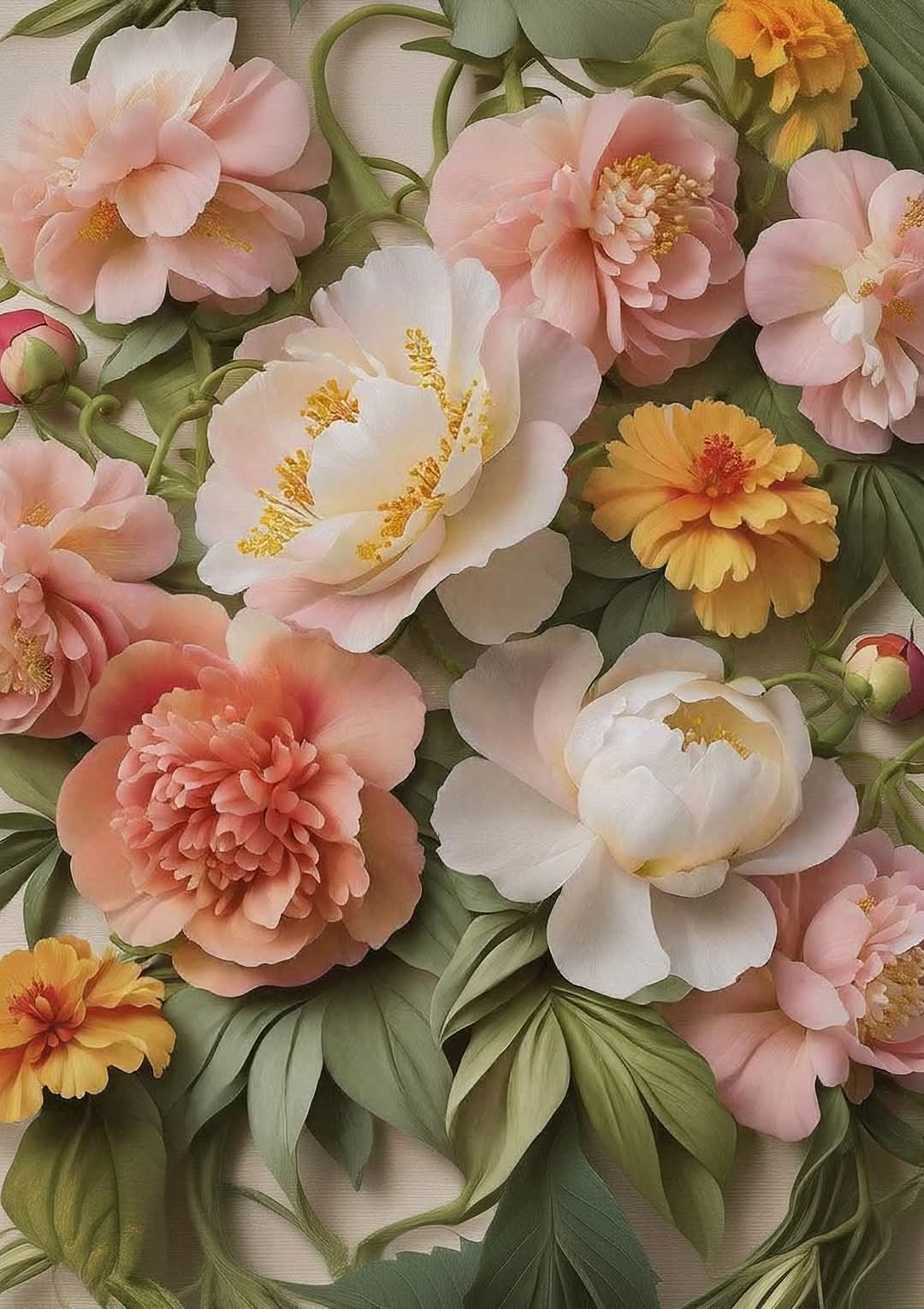 Mint Decoupage Paper - "Summer Blush "