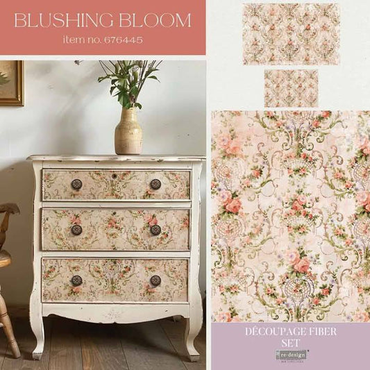Double Delight Decoupage Fiber Paper Set - Blushing Bloom