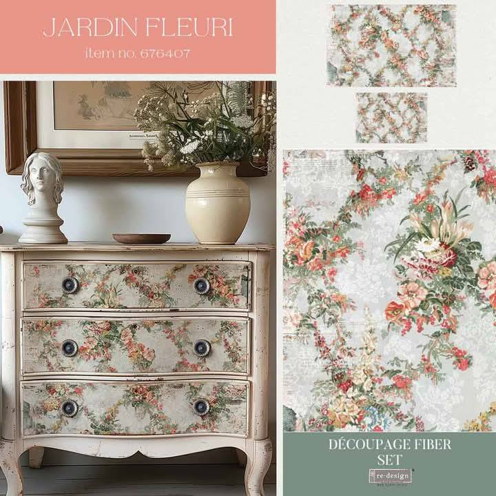 Double Delight Decoupage Fiber Paper Set - Jardin Fleuri