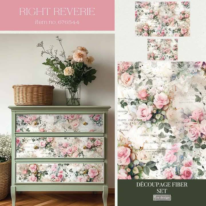 Double Delight Decoupage Fiber Paper Set - Rosy Reverie